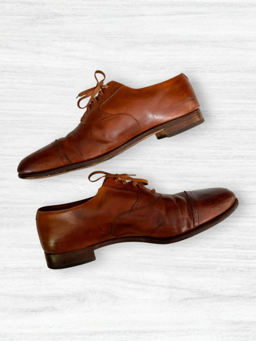 Polo Ralph Lauren Made in England Brown Leather Cap Toe Oxford Shoes 12
